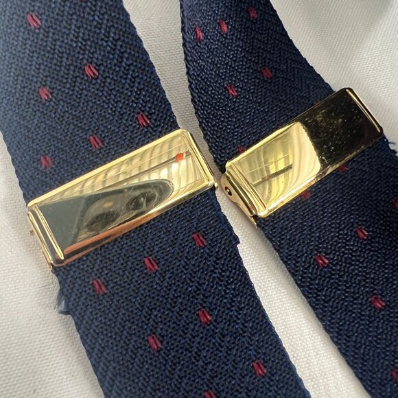 Pelican USA Men's Adjustable Navy Blue Elastic Suspenders Polka Dot Brass Clips - Picture 9 of 14